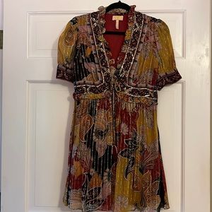 Anthropology, verb dress XS multicolored, gold, sequin, and threading new